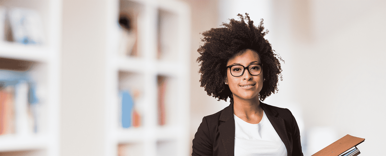 Professionla woman posing for article about companies started by women.